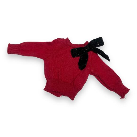 My American Girl Doll Sparkle Bow Sweater Red Black Holiday Christmas - Picture 1 of 5